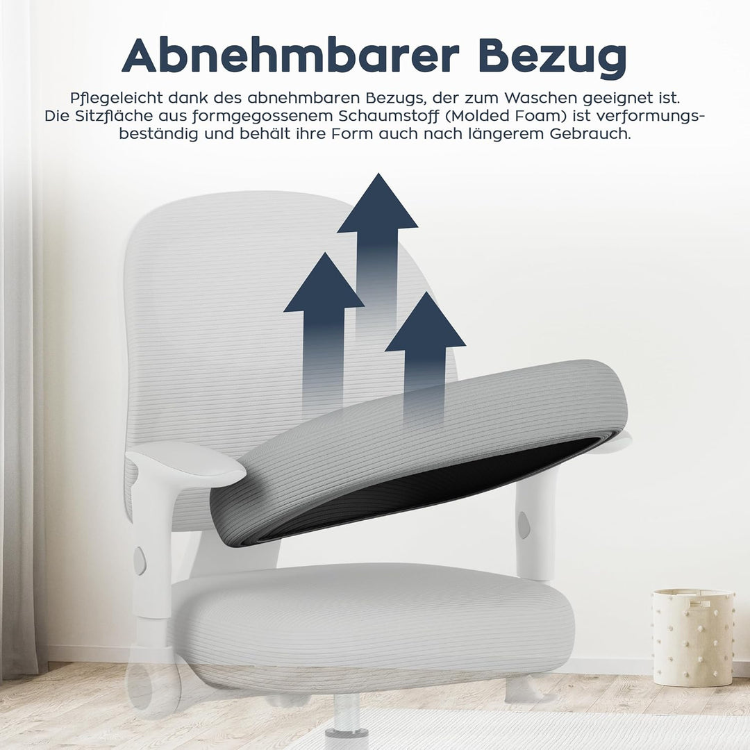 MARK ADLER Junior 5.0 Grey | Kinder Schreibtischstuhl Ergonomischer Bürostuhl Kinderdrehstuhl Jugend