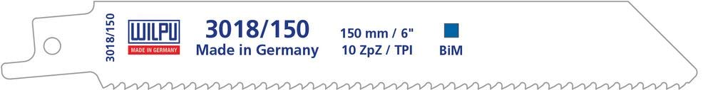 WILPU 3018/150 Säbelsägeblatt für Metall 150x19x0,9mm Z10-20 Stück 150x19x0,9mm Z10 - 20 Stück Wilpu