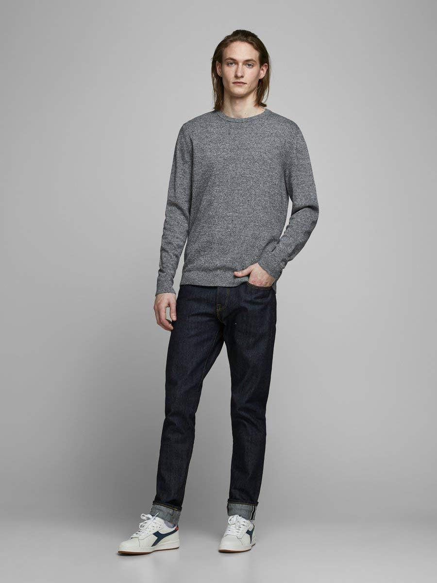 JACK & JONES Male Strickpullover mit Rundhals Einfarbig Strickpullover mit Rundhals Blau (Navy Blaze
