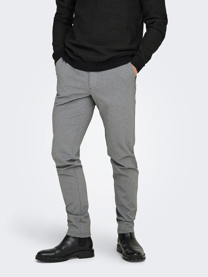 ONLY & SONS Male Chino Hose ONSMARK Slim Fit Chino Hose 28W / 30L Medium Grey Melange, 28W / 30L Med