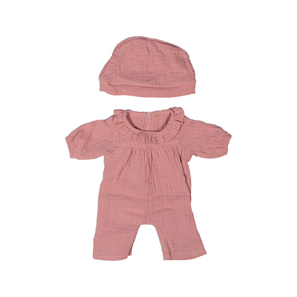 Miniland - Kleidung für 38 cm Puppe, Bekleidungszubehör für Puppen, Pyjama mit Mütze (Rosa)