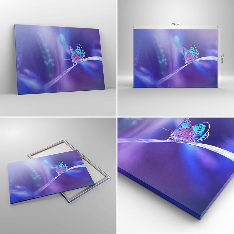 Bilder auf Leinwand 100x70cm Leinwandbild mit Rahmen Schmetterling Natur Gross Wanddeko Bild Schlafz