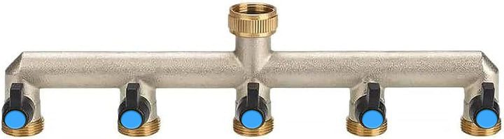 5-Wege-Gartenschlauch-Splitter Messing Gartenschlauch Zubehor 3/4 zoll Schlauchanschluss Satz mit Sc