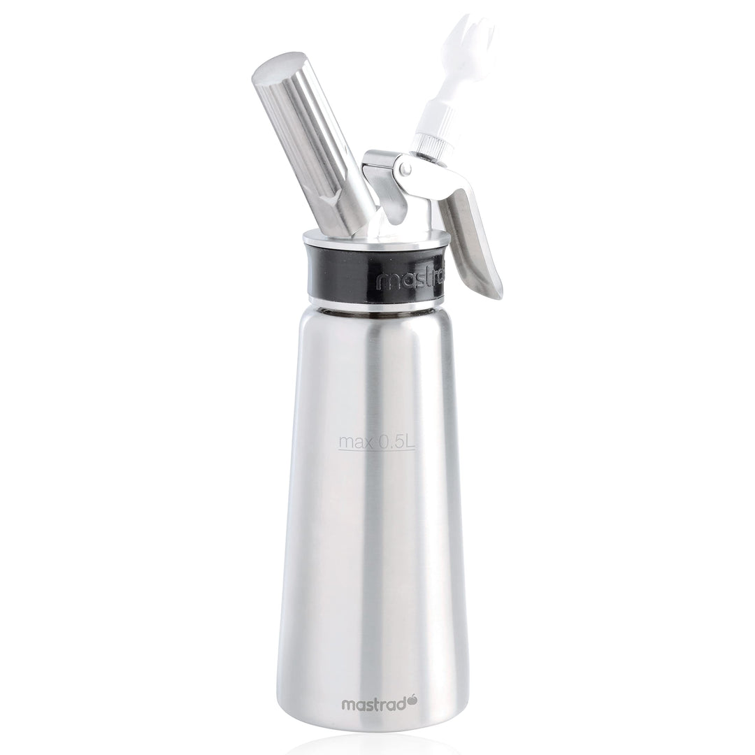 Mastrad Sahnebereiter Edelstahl Siphon Pro Whipper - abnehmbarer Kopf - temperaturbeständiges Metall