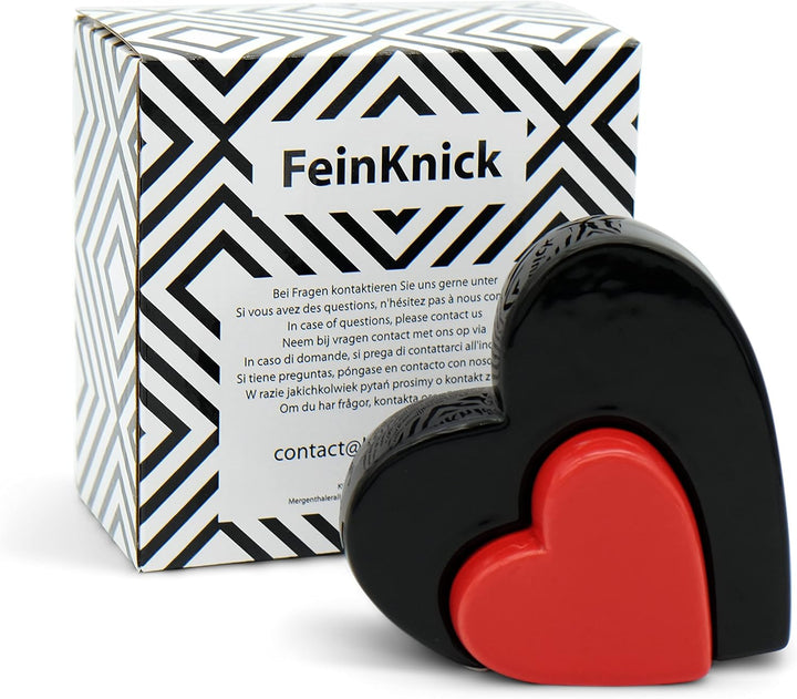 FeinKnick Stilvolle Doppel-Herzen zur Dekoration - modernes Deko Herz aus Keramik 13 cm gross in Sch