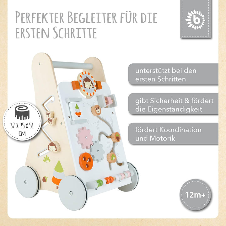 Bieco Lauflernwagen Holz | ab 1 Jahr | Multifunktionale Baby Lauflernhilfe | Laufwagen für Babys zur