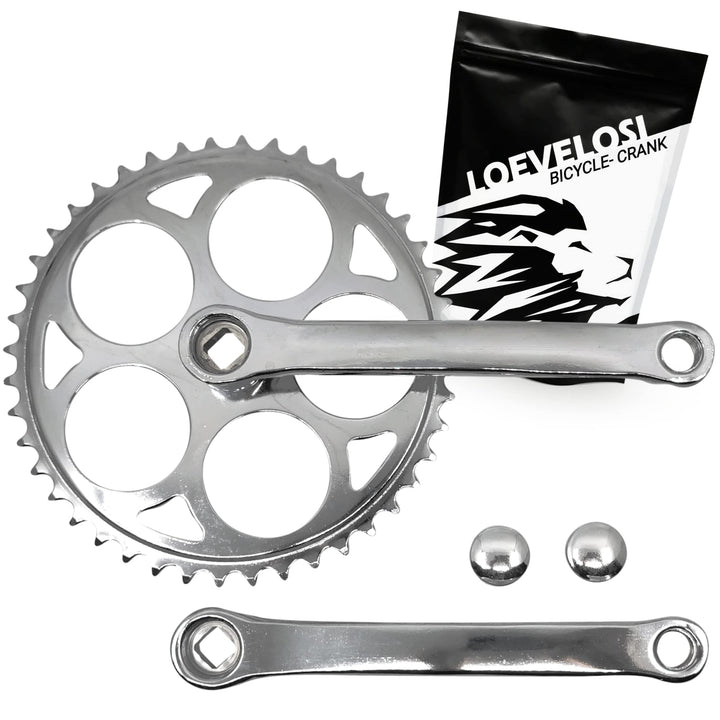 1-fach Fahrrad Kurbel verstärkter Stahl Crank Set Vierkant Kurbelgarnitur 170 mm Kurbelarm für Retro