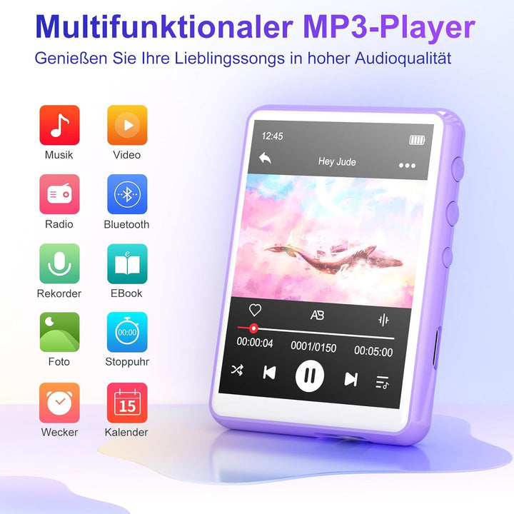 MECHEN Bluetooth 5.3 MP3 Player mit Touchscreen, 64GB MP3-Player mit Lautsprecher, HiFi-Ton, FM-Radi
