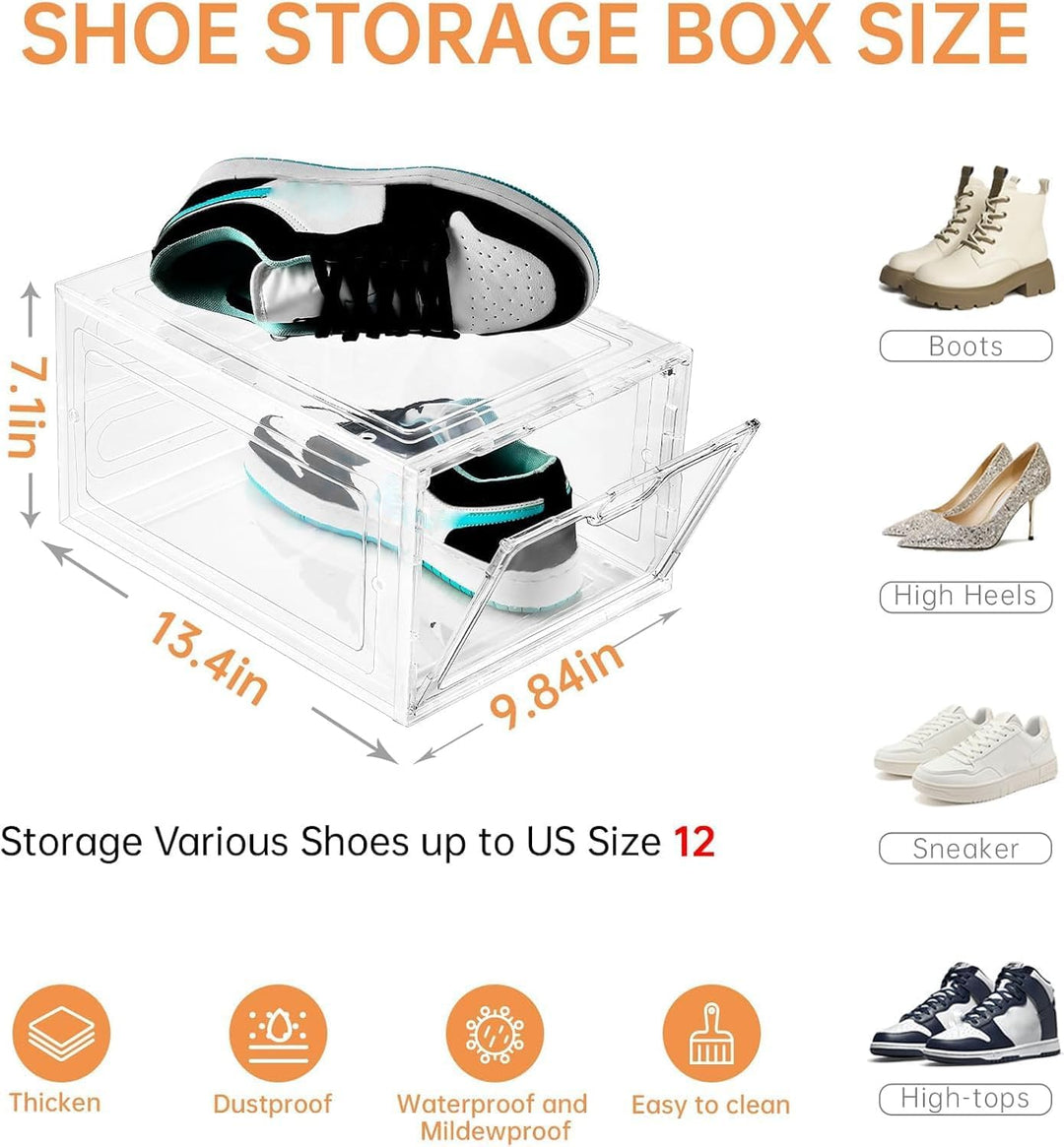 INSTY Schuhboxen, 8er-Set, stapelbar, transparente Kunststoff-Schuhboxen, Schuh-Aufbewahrungsbox und
