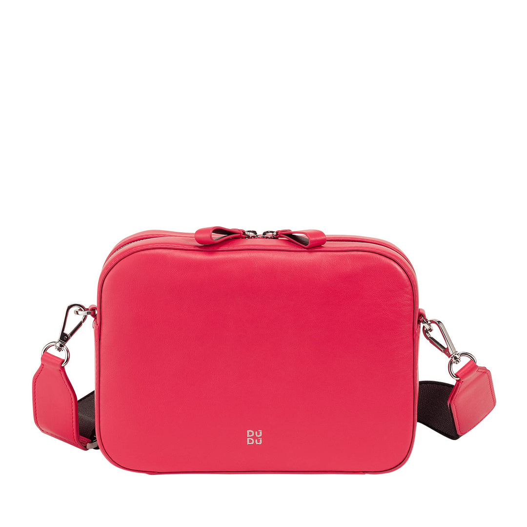 DUDU Damen Umhängetasche aus Leder, Kamera Bag mit abnehmbarem Riemen, kompakte Elegante Lederhandta