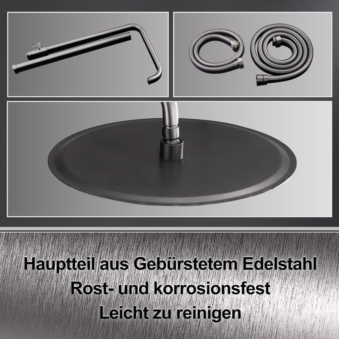 Görbach Edelstahl Duschset ohne Armatur, Regendusche Duschsystem mit Duschkopf, Duschstange, Duschsc