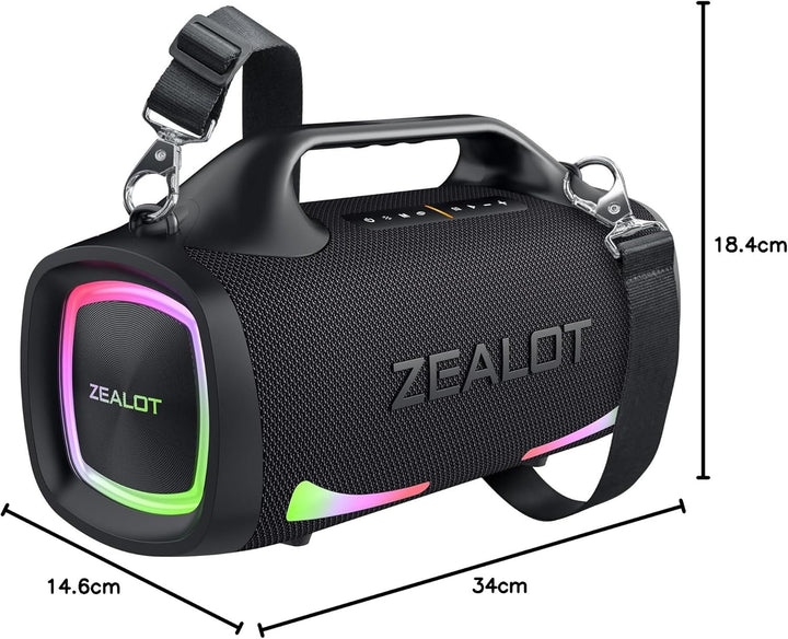 ZEALOT Bluetooth Lautsprecher,100W Stereo Sound für Draussen,XBass,Bluetooth 5.2,USB-C, 24000mAH,Dua