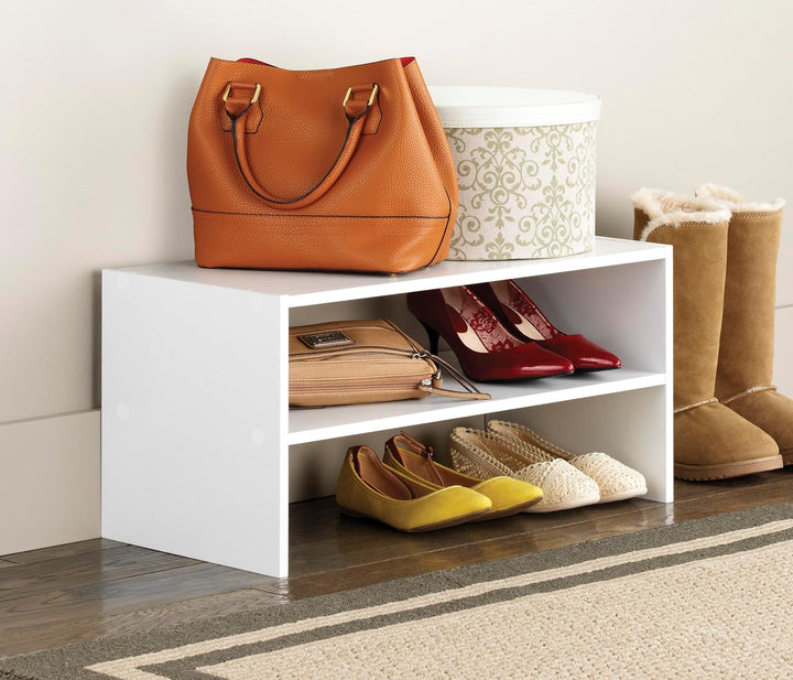 Whitmor Schuhregal aus Holz, stapelbar, 2 Ablagen, 61 cm, Weiss Weiss 24 INCH Modern, Weiss 24 INCH