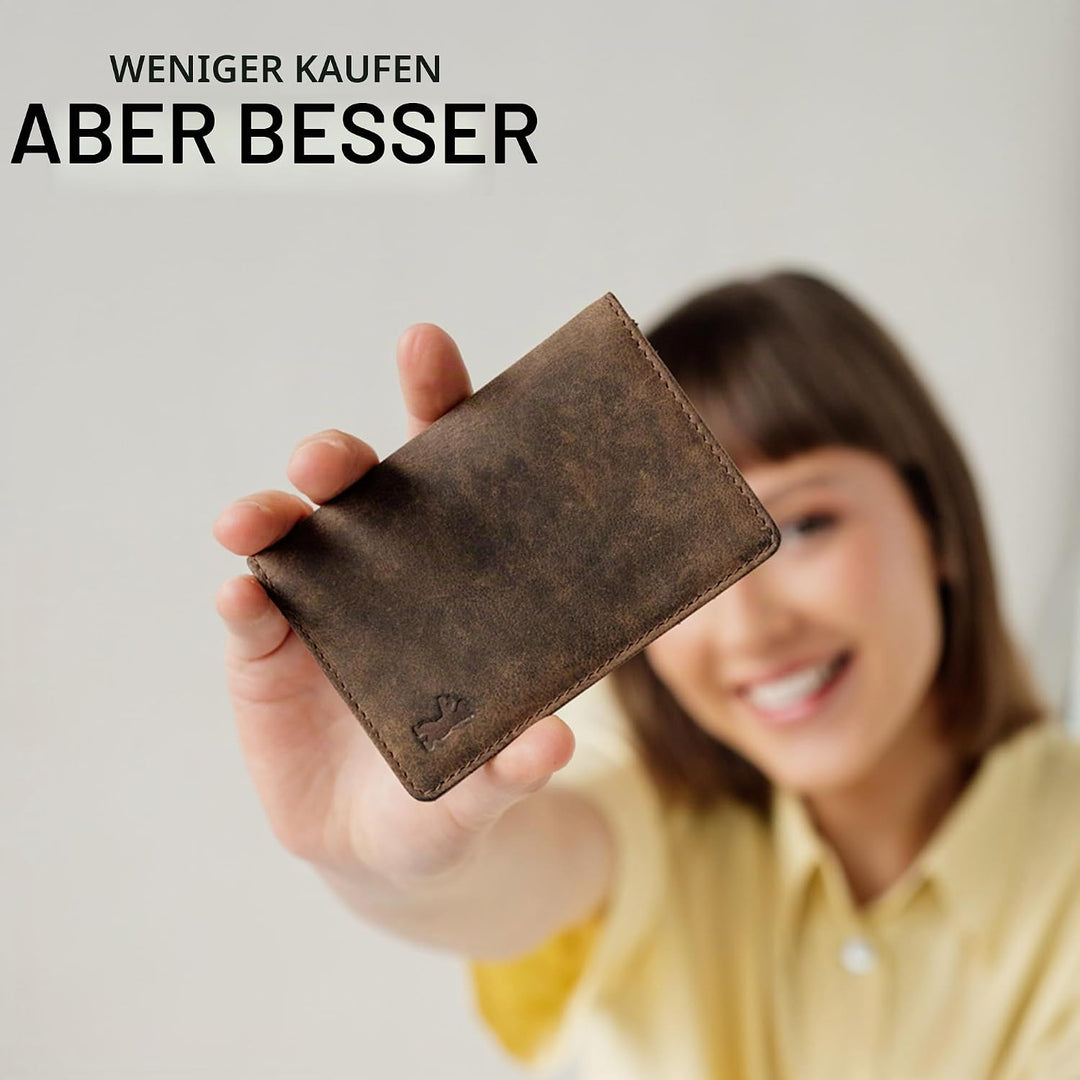 Berliner Bags Vintage Kartenetui Porto, Geldbörse aus Leder mit TÜV-geprüftem RFID-Schutz, Geldbeute