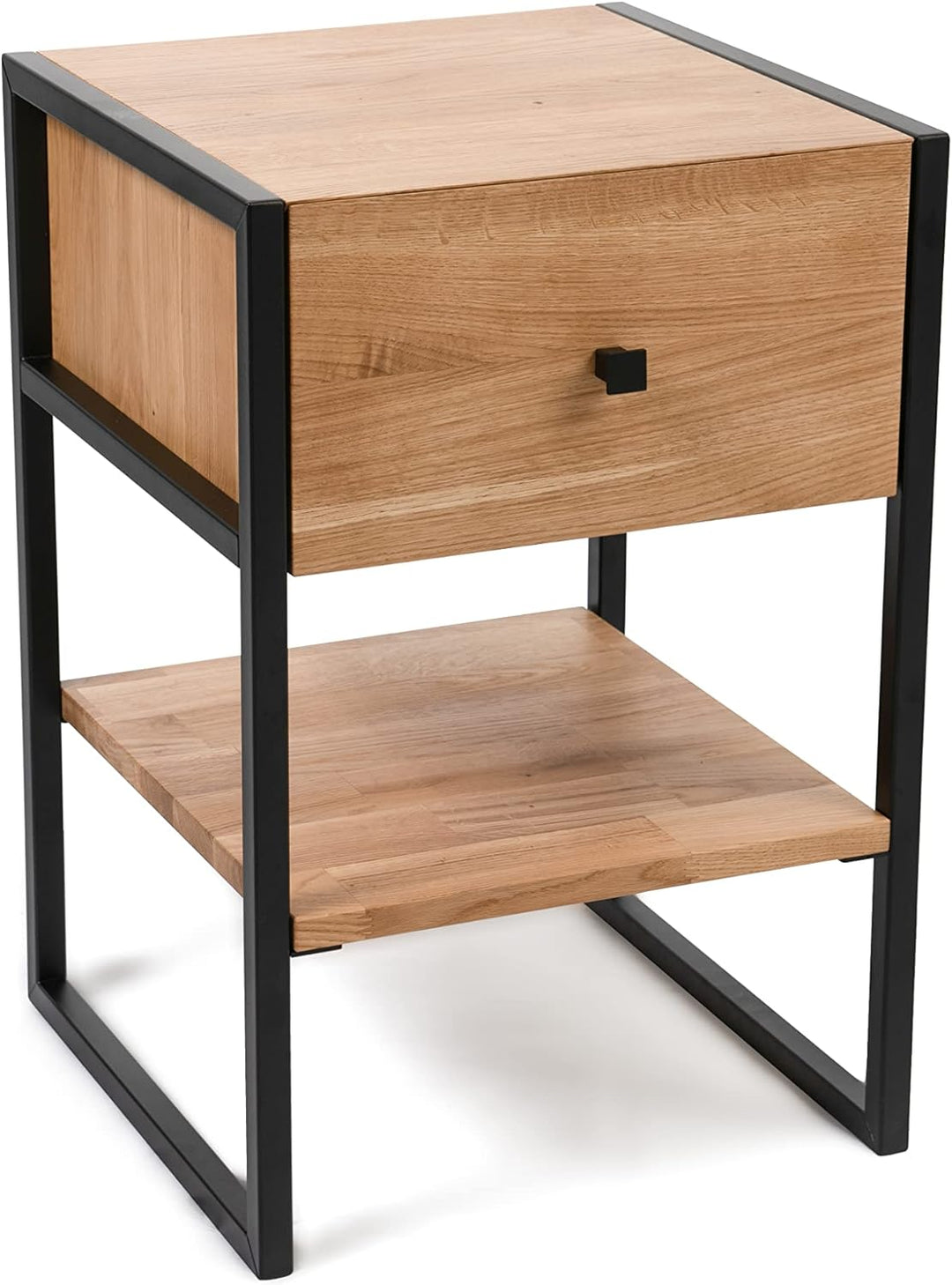 M2 Kollektion Bolzano1 Beistelltisch, Eiche, Holz Wildeiche, Metall Schwarz, 40x60x40