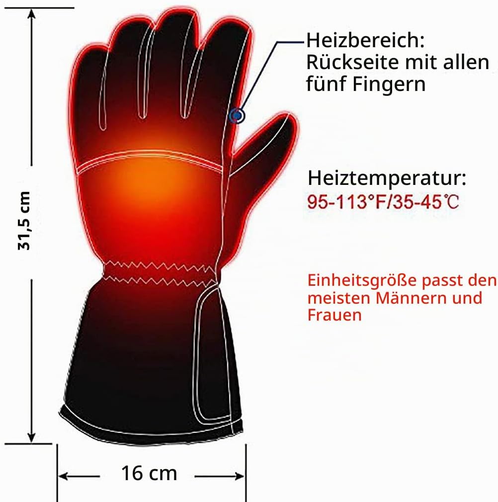 Z-YQL Touchscreen Beheizte Handschuhe Winterheizung Handwärmer für Damen Herren Skifahren Snowboarde