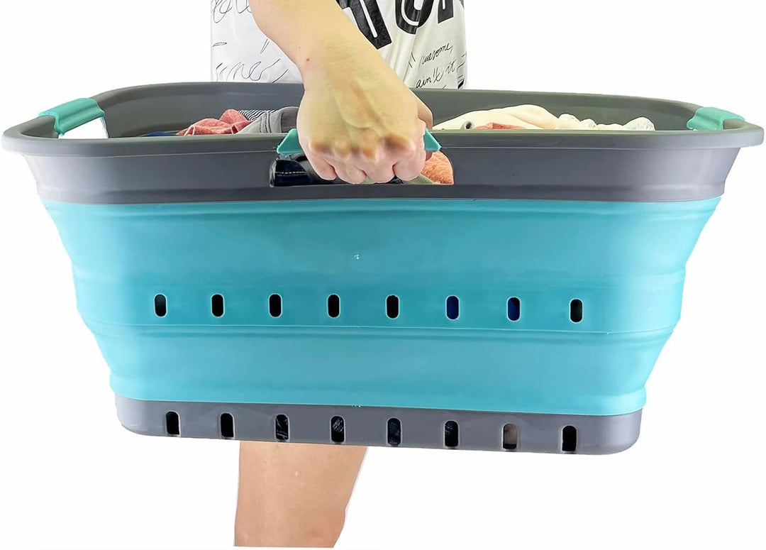 SAMMART 42L zusammenklappbarer Wäschekorb aus Kunststoff – faltbarer Pop-Up-Aufbewahrungsbehälter/Or