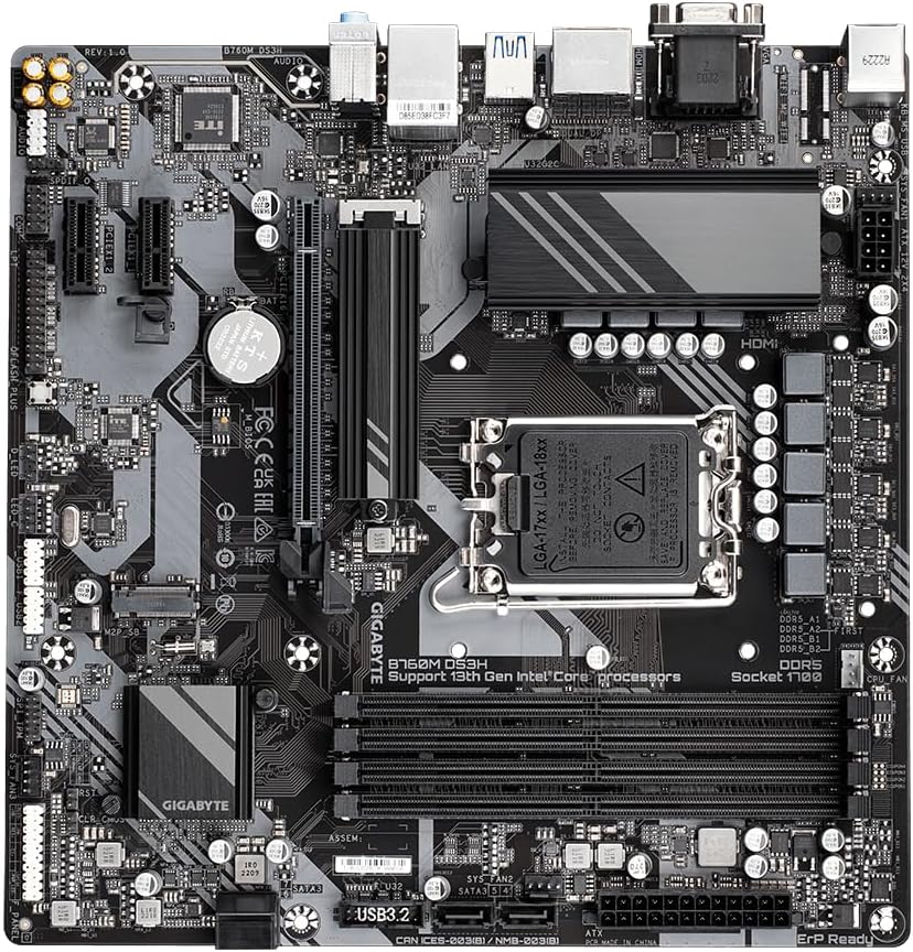 Gigabyte B760M DS3H DDR4-1.0 Motherboard Micro ATX LGA1700-Sockel B760