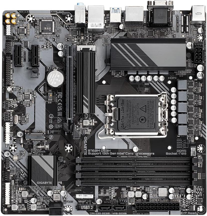 Gigabyte B760M DS3H DDR4-1.0 Motherboard Micro ATX LGA1700-Sockel B760