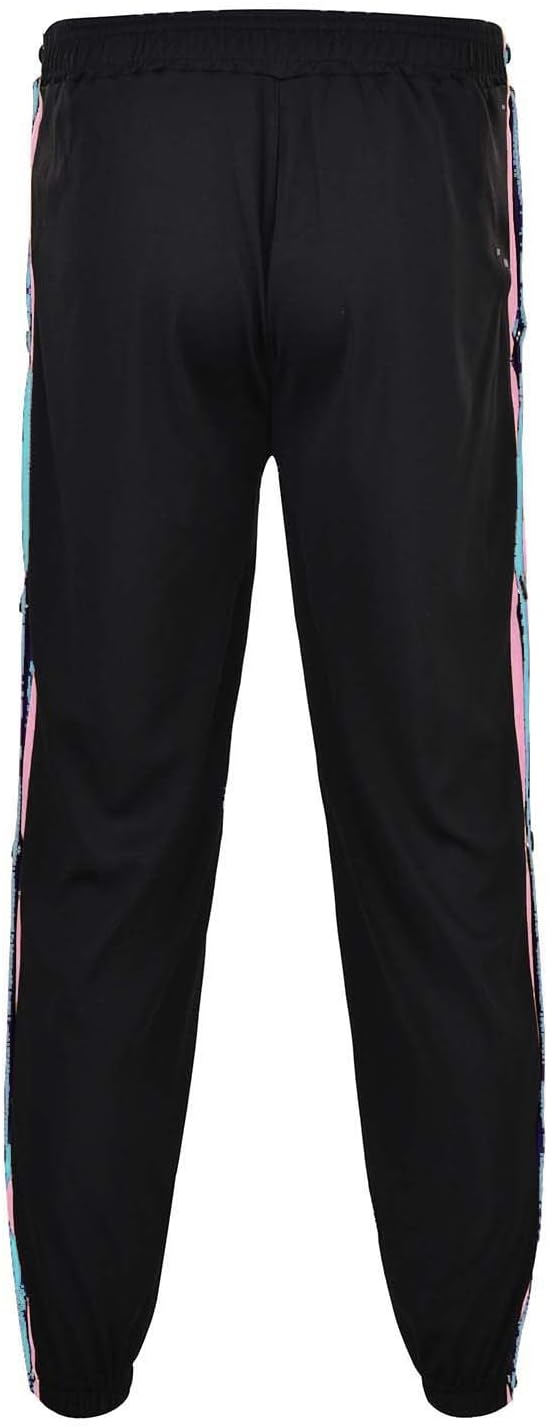 Trainingshose Damen Sporthose Mit Seitlicher Knopfleiste Hosen Unisex Sweatshose Streifen Sweatpants