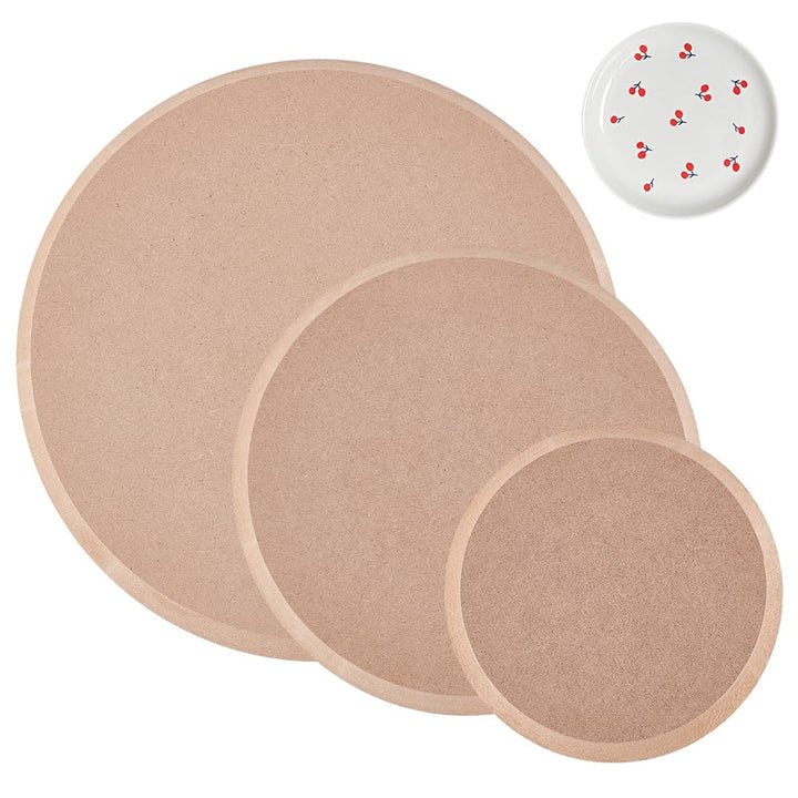 BENECREAT 3 Stück Runde Töpferform, Keramikplatten-Formform, Hölzerne Dichteplatte Bedruckte Rohling