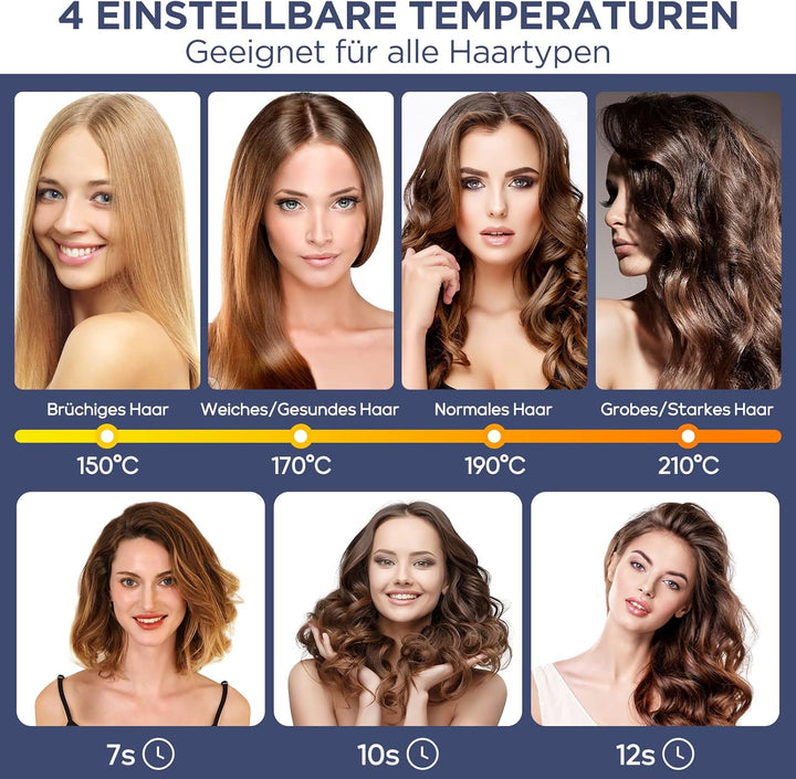 PARWIN PRO BEAUTY Lockenstab Automatisch 32mm mit Keramikbeschichtung, Dualspannung 100-240V, 4 Eins