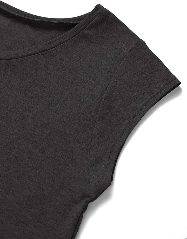Teesho Tshirt Damen Oberteile Elegant Langarm/Kurzarm Crop Tops Casual Longshirt Cap hülse Tunika So