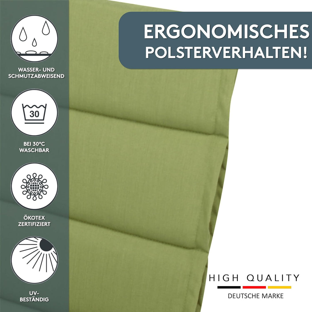 LILENO HOME Gartenstuhl Auflagen als [2er Set - Niedriglehner] in Grün - Bequeme Liegen als Sitzaufl