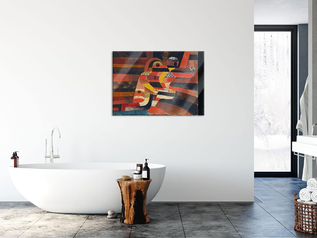 Pixxprint Glasbild | Wandbild auf Echtglas | Paul Klee - Liebespaar | 60x40 cm | inkl. Aufhängung un