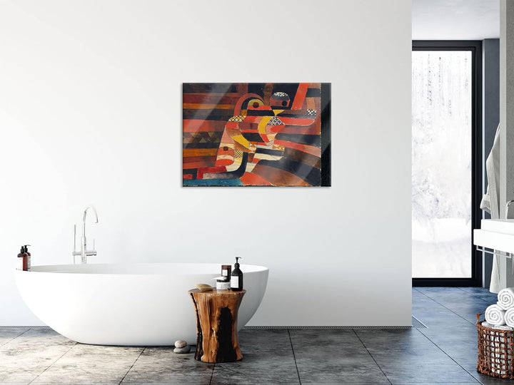 Pixxprint Glasbild | Wandbild auf Echtglas | Paul Klee - Liebespaar | 60x40 cm | inkl. Aufhängung un