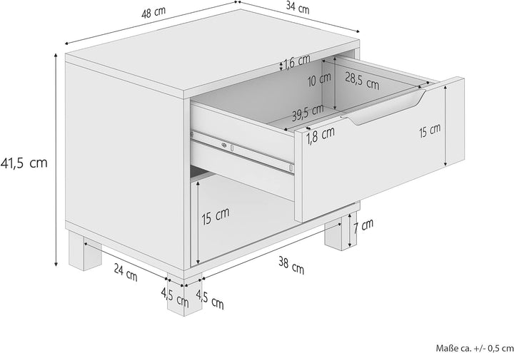 Erst-Holz Nachttisch Buche Nachtkästchen Bettkommode Nachtschrank mit Schublade 90.20-K43