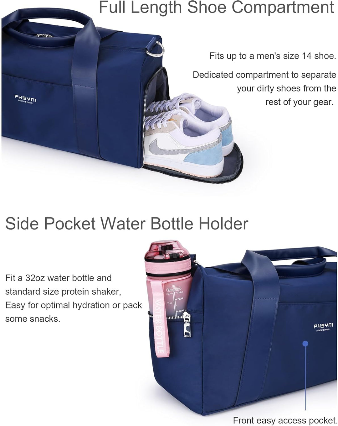 19 Zoll Sporttasche Reisetasche für Damen und Herren,wasserdichte Handgepäcktasche,Trainingstasche f