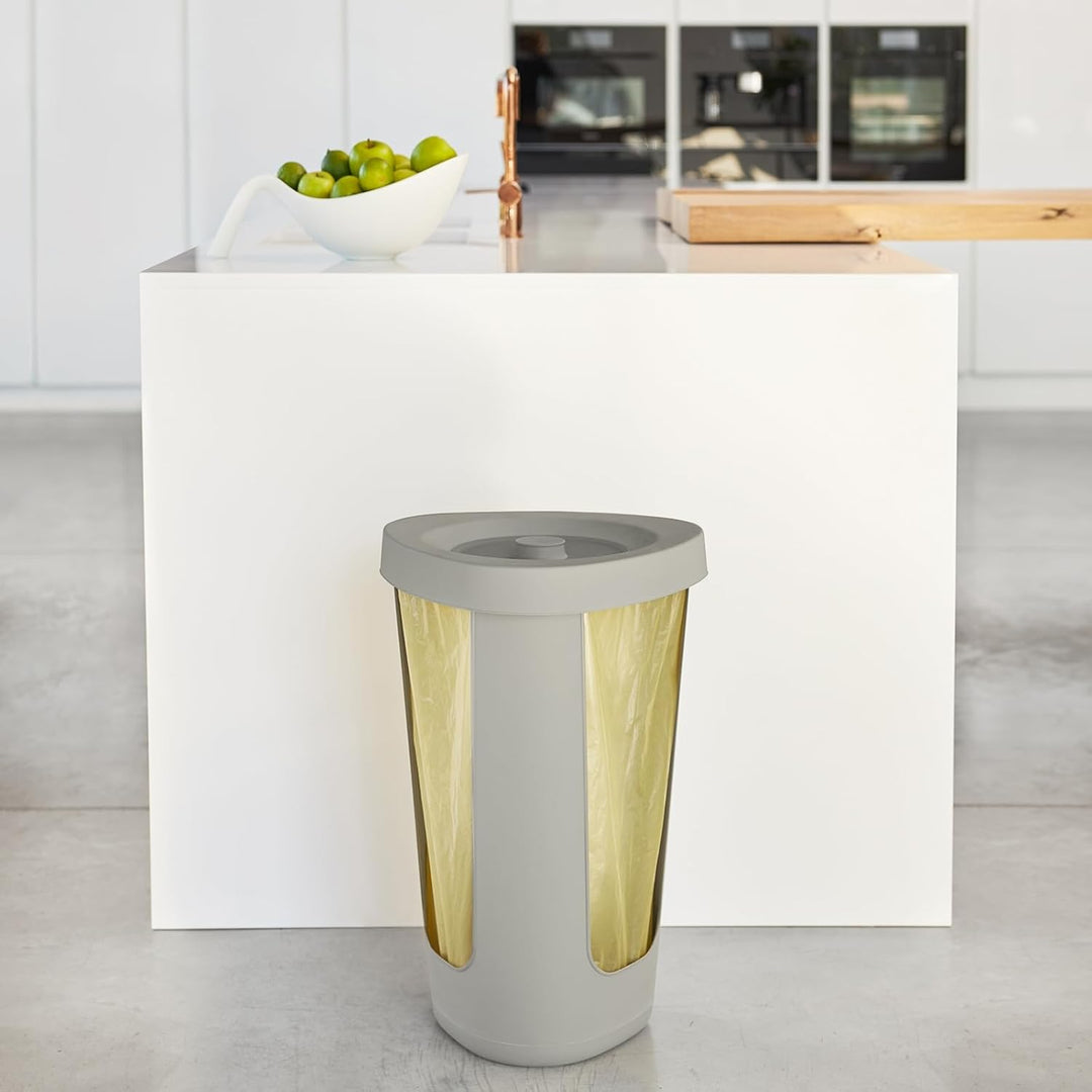 Rotho Fabu 2er-Set Müllsackständer gelber Sack mit Deckel, Kunststoff (PP recycelt), (40.0 x 40.0 x