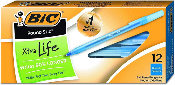 Round Stic Xtra Precision Kugelschreiber, feine Spitze (0,8 mm), Blau, 12 Stück, 4 Stück, 4