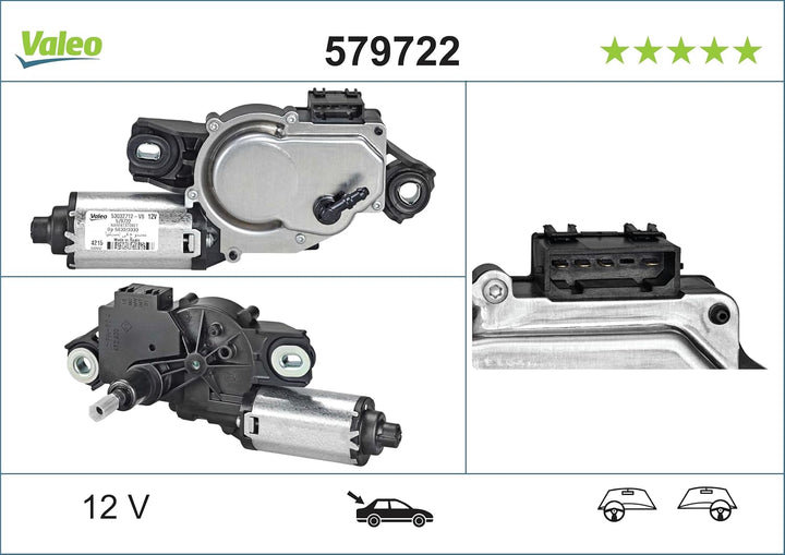 VALEO 579722 Wischermotor VALEO Heckwischermotor 579722 VOLKSWAGEN CADDY III CADDY IV