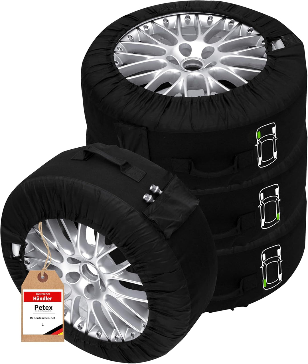 PETEX Reifentaschenset Premium schwarz versch. Grössen Reifentaschen (L Ø 660 mm), 660 mm