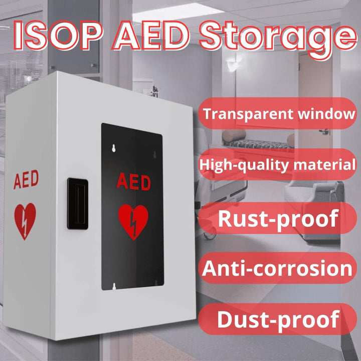 ISOP AED-Defibrillator-Aufbewahrungsschrank | Wandmontierte Erste-Hilfe-Box | AED-Alarmkasten aus St