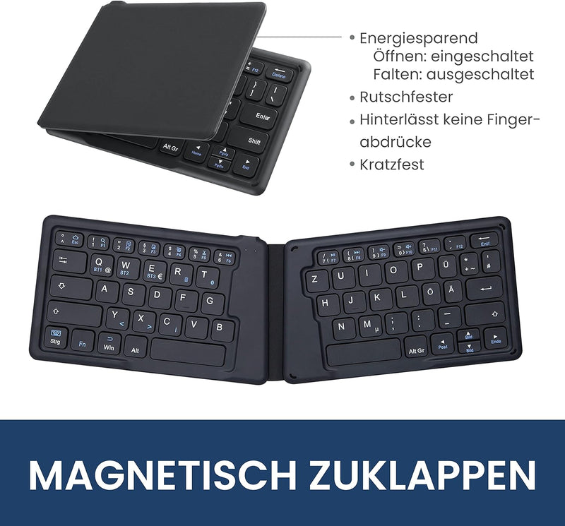 Perixx PERIBOARD-805 Ergo, Kabellose Faltbare ergonomische Tastatur, sehr dünnes Design zum Mitnehme