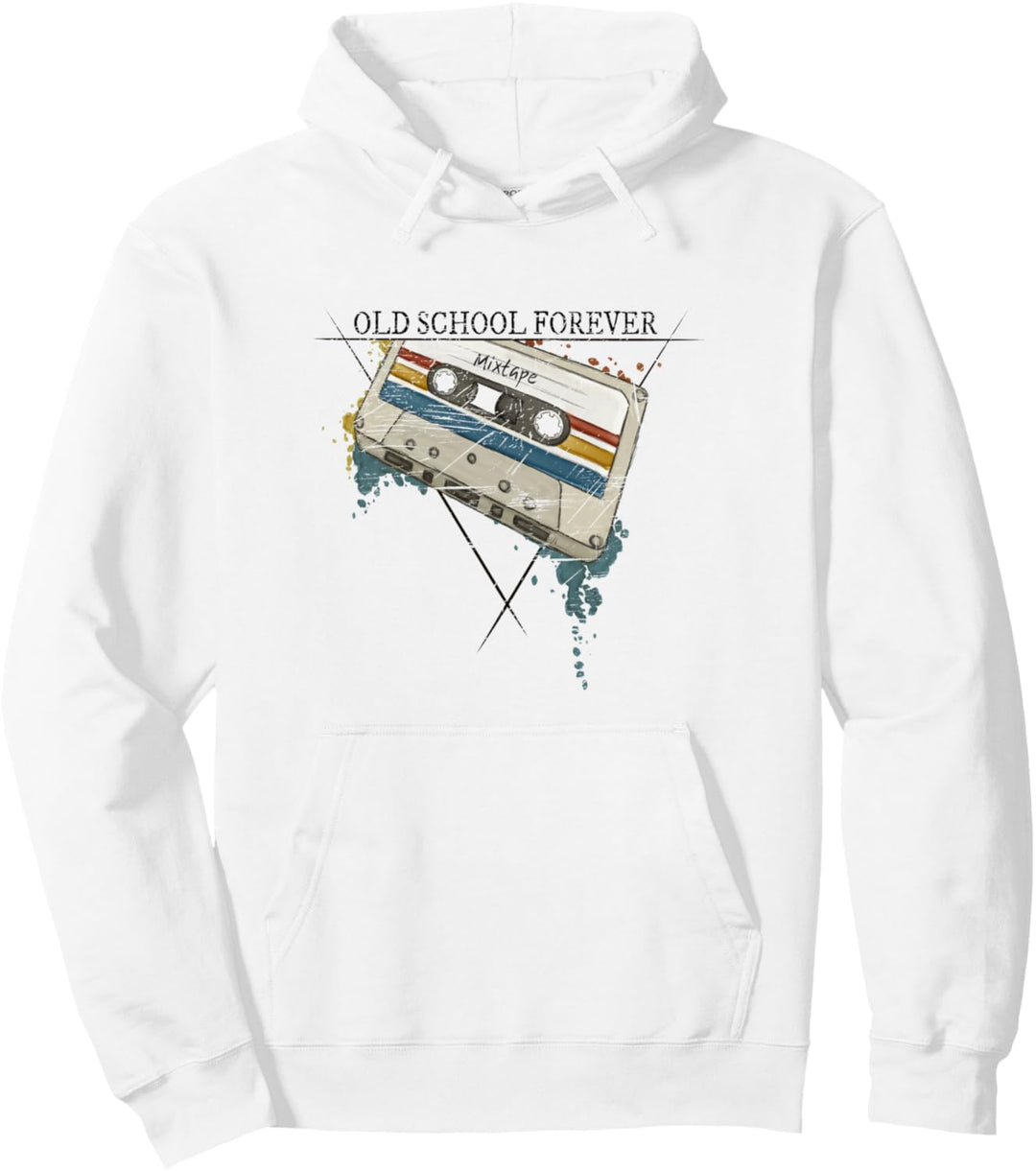 Old School Forever 90er Jahre Retro Kassette Mixtape Pullover Hoodie