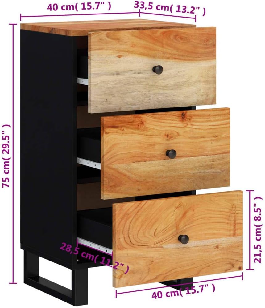 vidaXL Sideboard, Highboard mit 3 Schubladen, Kommode Beistellschrank mit Eisenbeinen, Wohnzimmersch