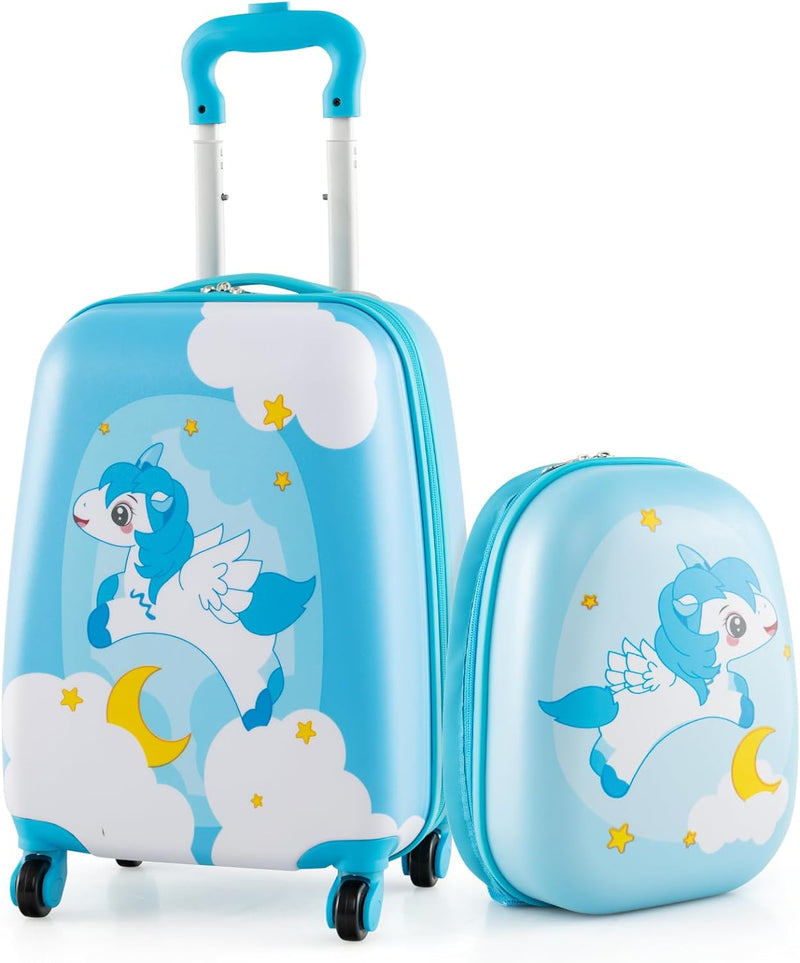 DREAMADE 2 TLG. Kinderkoffer & Rucksack, 16” +12” Kinderkofferset, Kindertrolley Kindergepäck, Handg