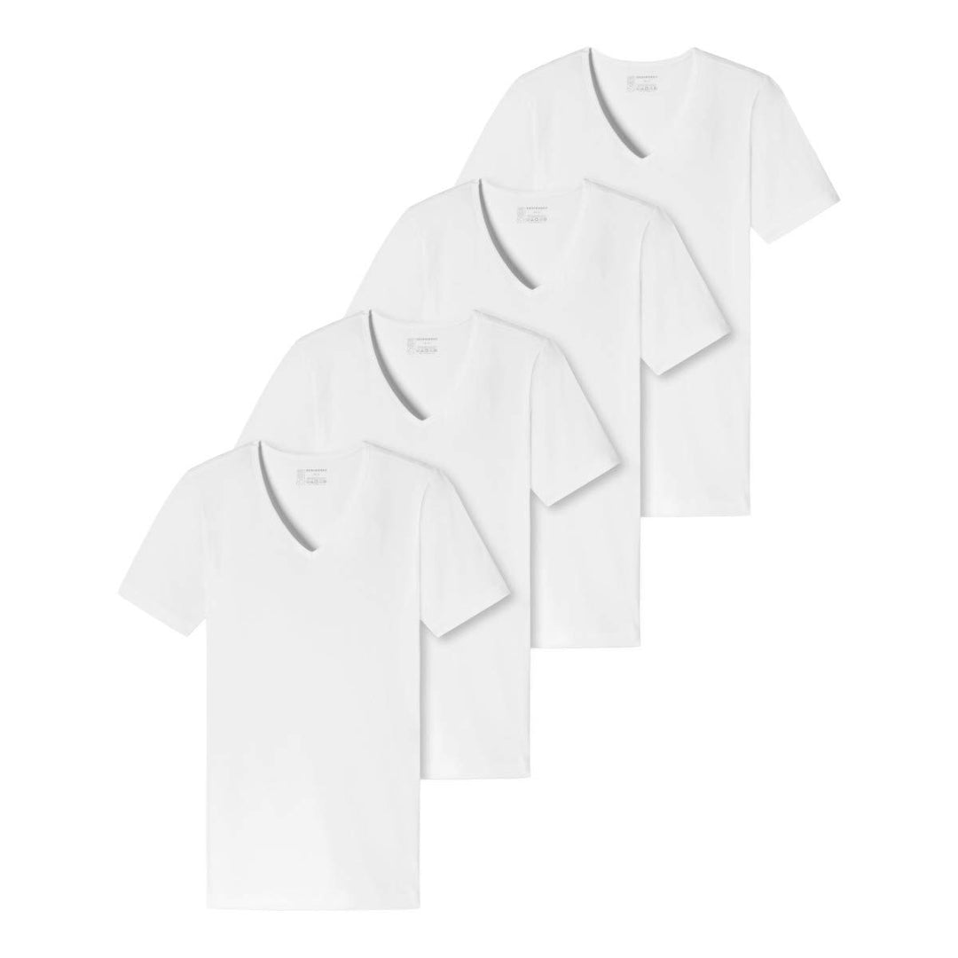 Schiesser Herren 2 PACK Unterhemd V-Ausschnitt mit Arm Bio Baumwolle - 95/5 Organic 4 4 X Weiss, 4 4
