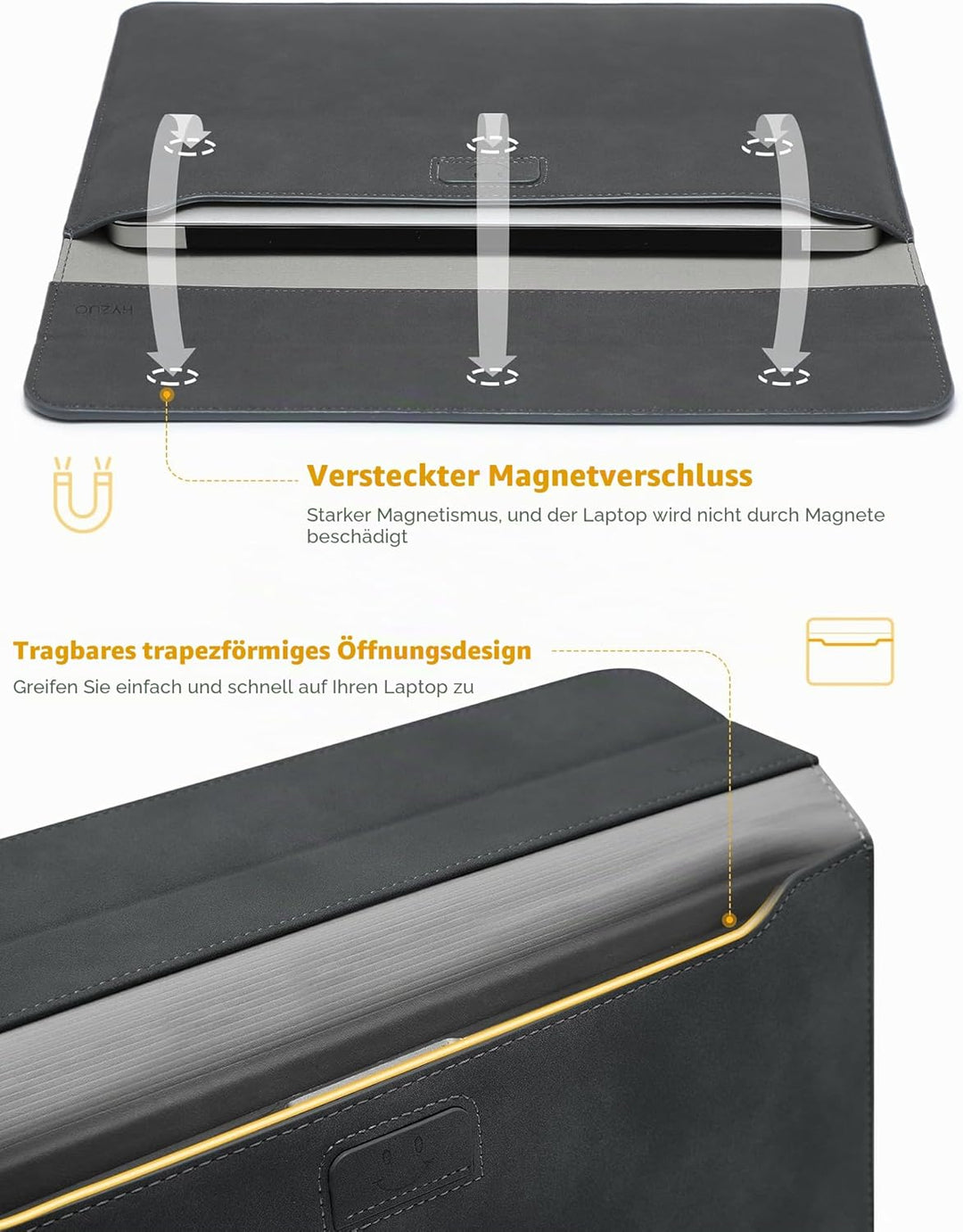 HYZUO 13,3-14 Zoll Laptop Hülle Laptophülle mit Standfunktion für MacBook Pro 14 M4/M3/M2/M1 Pro/Max