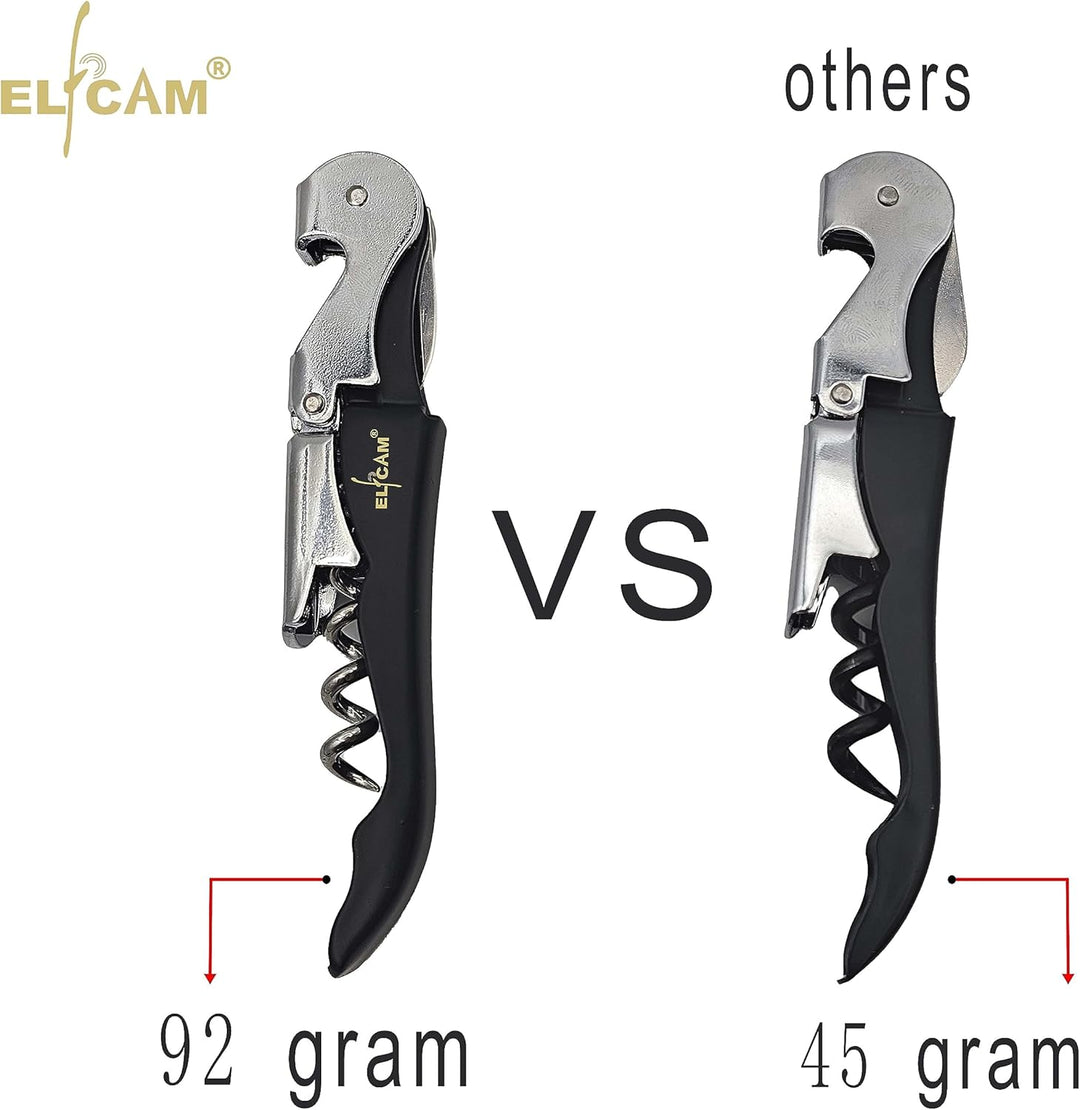 Elfcam® - 1 Stück Kellnermesser - 3-in-1 Funktion Profi Wein Korkenzieher und Flaschenöffner - Multi