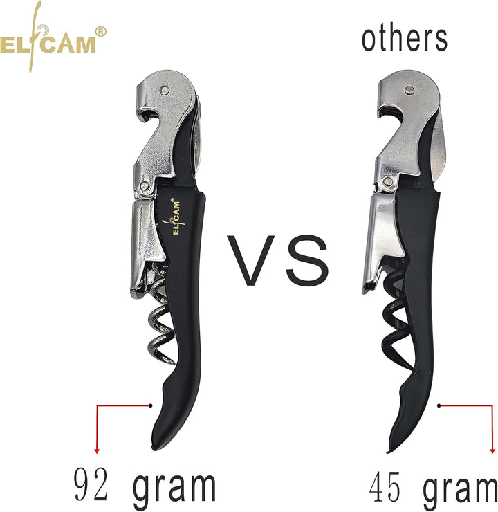 Elfcam® - 1 Stück Kellnermesser - 3-in-1 Funktion Profi Wein Korkenzieher und Flaschenöffner - Multi