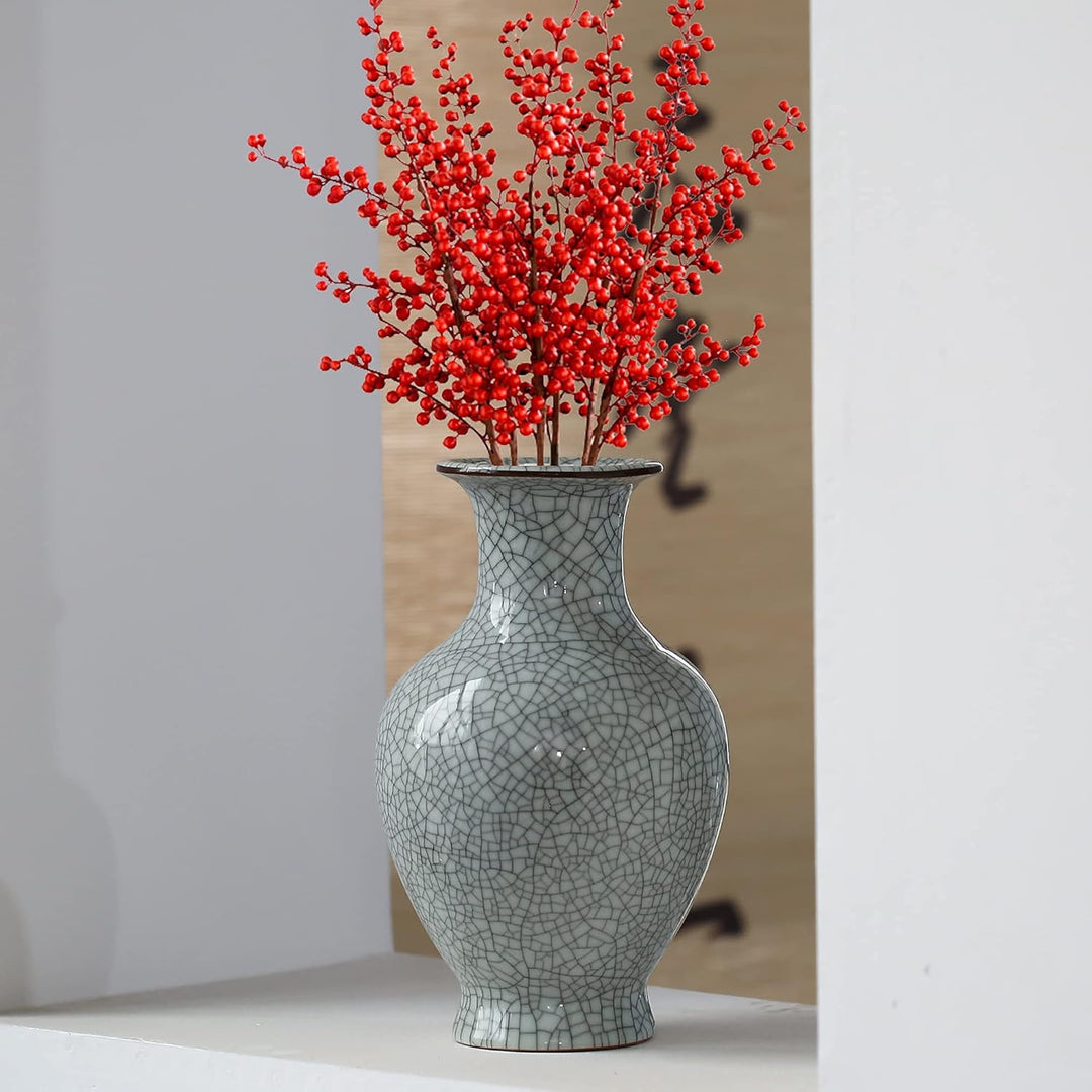 Chinesische Keramik Kunst Handgemachte Antike Eis Crack Glasur Vasen Grosse China Porzellan Blume Fl