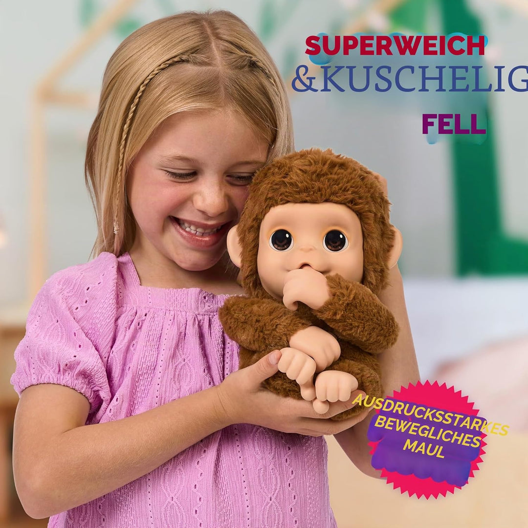 Little Live Pets My Baby Monkey Interaktiver Spielzeugaffe Mango kichert, frisst, nuckelt am Daumen,