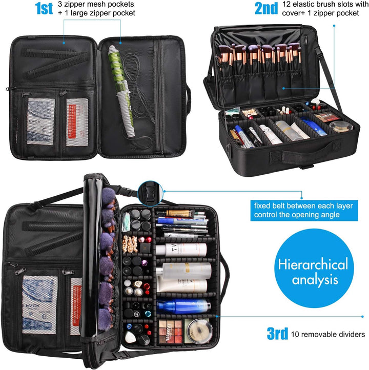 Relavel Kosmetiktasche Grosse Make up Tasche Reise Makeup Tasche Professionelle Makeup Organizer Tas
