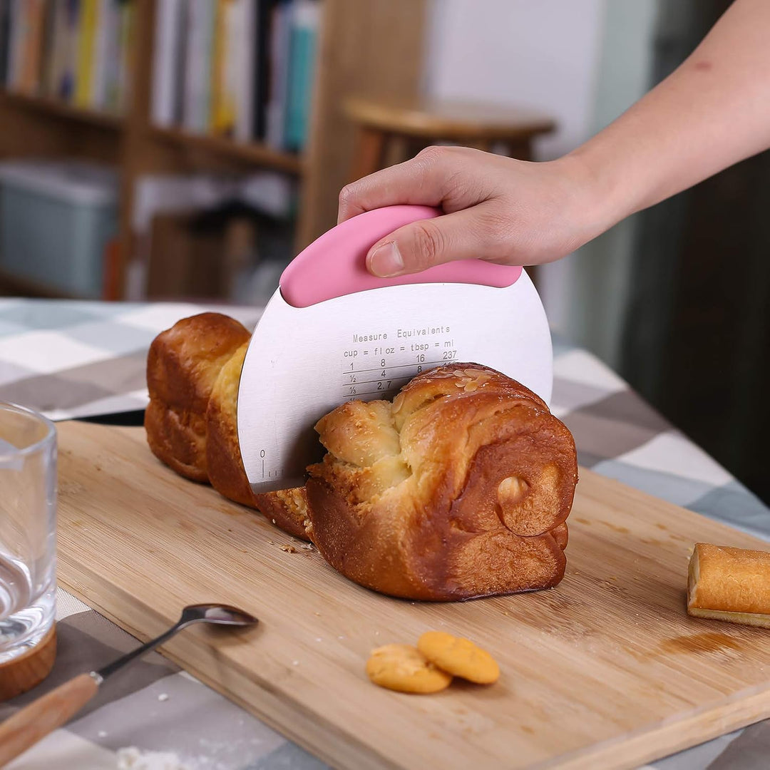 1 Stück Teigschaber Zerkleinerer/Edelstahl Teigschaber Cutter mit ergonomischem Gummi Anti-Rutsch-Gr