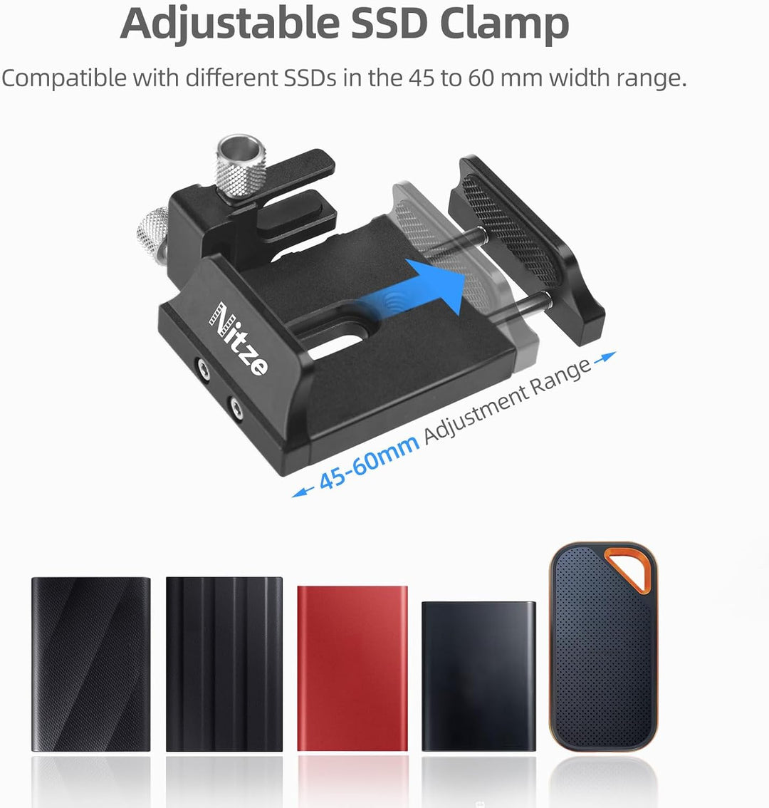 Nitze Universal SSD-Halter für Samsung T5 / T7 / T7 Shield / T9 SSD und SanDisk SSD, T5/T7 SSD-Halte